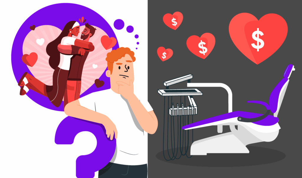 Dia dos Namorados: imagem ilustrativa de dentista no consultório planejando uma ação para a data.