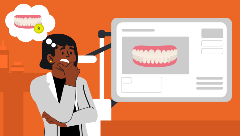 Dentista pensando sobre o valor da avaliação.