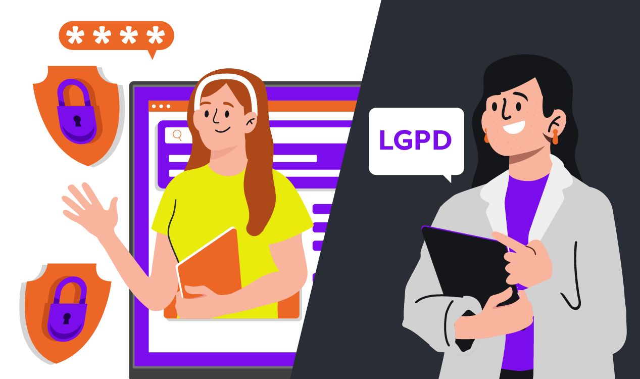 LGPD na odontologia: imagem ilustrada de pessoas conversando sobre o assunto.