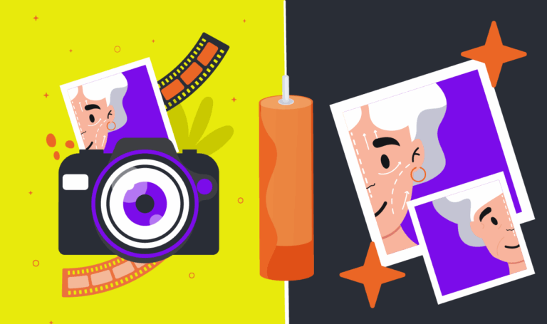 Imagem ilustrativa com uma câmera tirando fotos de um paciente em processo estético.