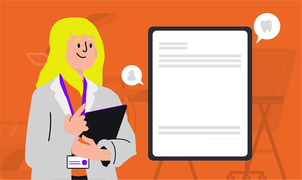 Gestão de consultório odontológico. Profissional analisando a gestão do consultório.