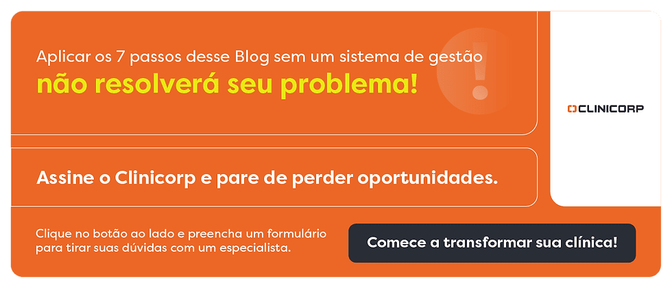 Uma chamada para assinar o sistema Clinicorp. Existe um botão para receber um contato.