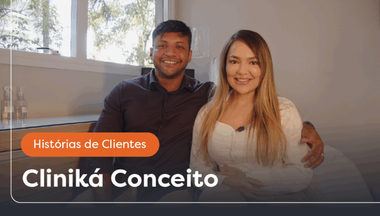 Equipe da Cliniká Conceito aplicando inteligência artificial na estética em um ambiente clínico moderno