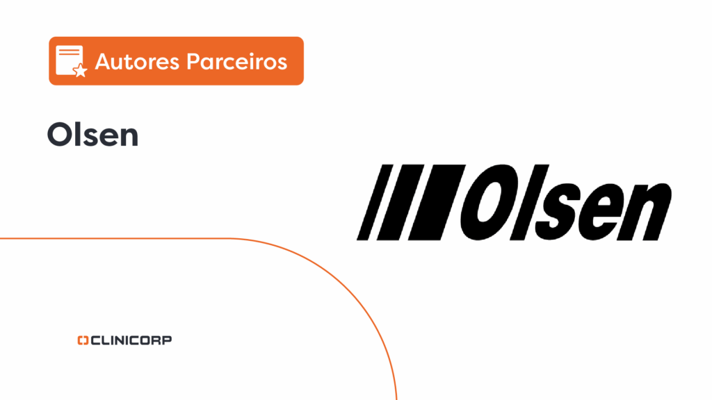 Logo do parceiro Olsen. A Olsen é uma empresa brasileira que atua na fabricação de equipamentos para profissionais de saúde, especialmente na áreas da medicina e odontologia. A empresa tem 46 anos de experiência, sendo fundada em 1978 por César Augusto Olsen. A Olsen destaca-se pela qualidade, tecnologia, design e ergonomia de seus produtos, além de oferecer suporte e assistência técnica.
