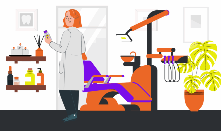 Aromaterapia na odontologia: imagem ilustrativa de profissional colocando óleos essenciais na clínica.