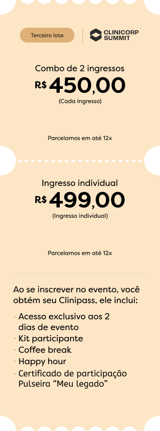 Ingresso de terceiro lote disponível