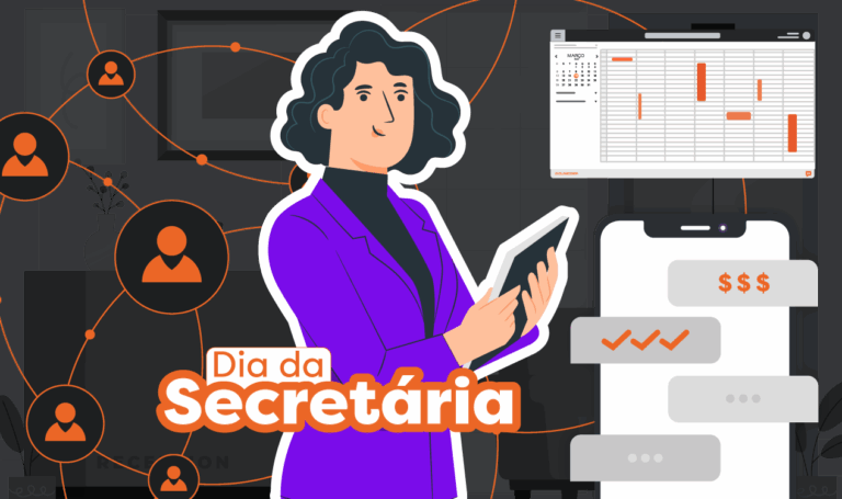 Dia da secretária: imagem ilustrada de uma secretária organizando a clínica.