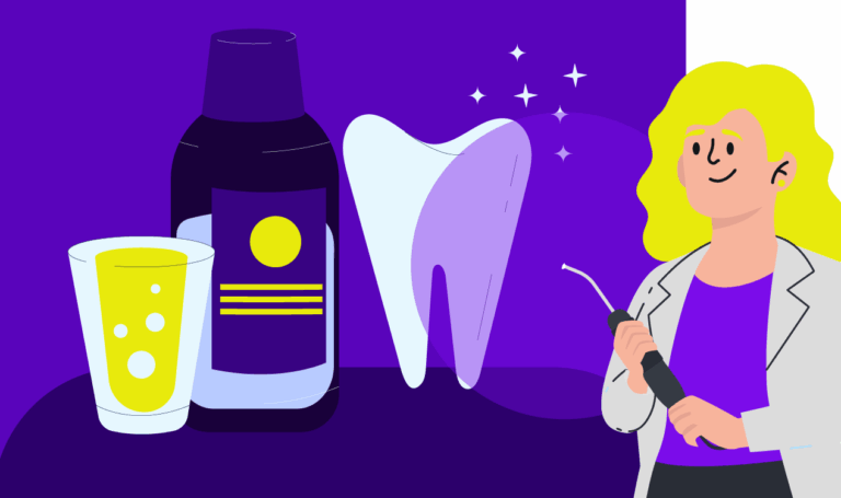 Dentista aplicando flúor na odontologia em paciente, com protocolo seguro e materiais organizados.