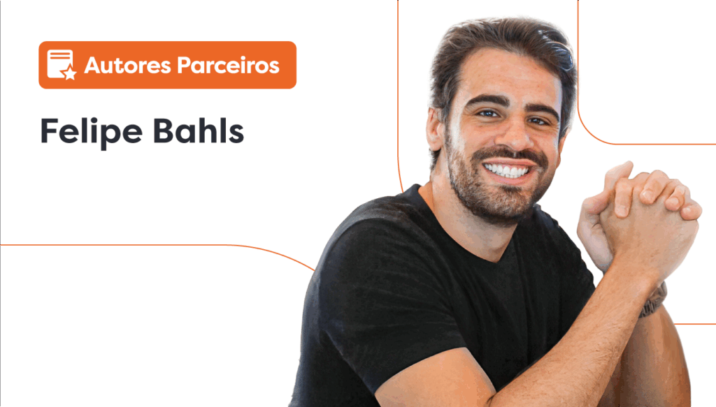 Atendimento secretária: imagem do Dr. Felipe Bahls, ao lado dele há um lettering escrito “autores parceiros”.