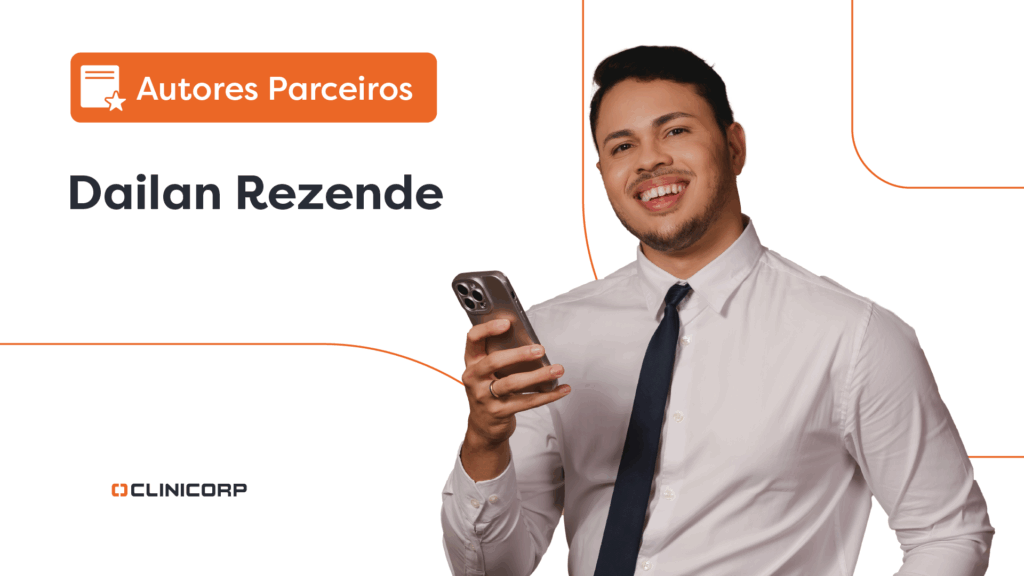 Rinomodelação: imagem do Dr. Dailan Rezende, ao lado dele há um lettering escrito “autores parceiros”.